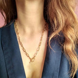 Classic Paper Clip Chain Necklace Women Stainless Steel Link Chain Necklace