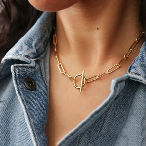 Classic Paper Clip Chain Necklace Women Stainless Steel Link Chain Necklace
