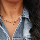 Classic Paper Clip Chain Necklace Women Stainless Steel Link Chain Necklace