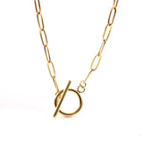 Classic Paper Clip Chain Necklace Women Stainless Steel Link Chain Necklace