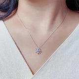 Wild Daisies Flower Silver Zircon Pendant Necklace for Lady