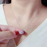 Wild Daisies Flower Silver Zircon Pendant Necklace for Lady