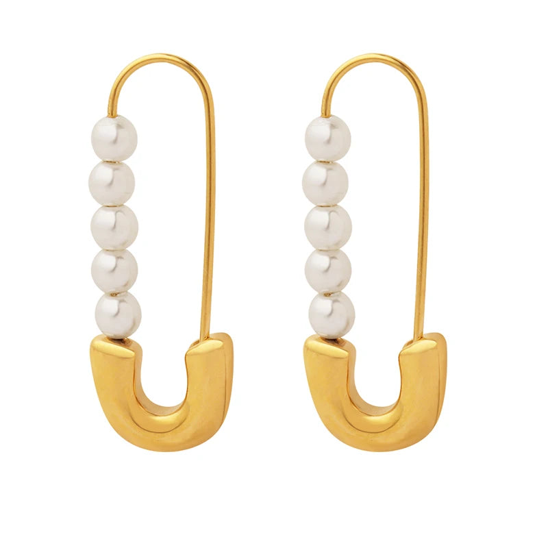 Retro Style Paper Clip Pearl Earrings Personalized Jewelry Accessories