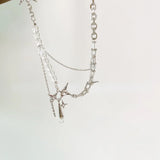 Crystal Star Tassel Necklace Beads Choker for Women Girls