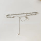 Crystal Star Tassel Necklace Beads Choker for Women Girls