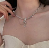 Crystal Star Tassel Necklace Beads Choker for Women Girls
