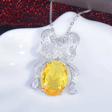 Temperament Silver Necklace with Yellow Zircon Bowknot Pendant