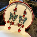 S925 Silver Tassel Butterfly Drop Earrings CZ Women Wedding Jewelry