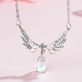 Moonstone Angel Wings 925 Silver Necklace Women