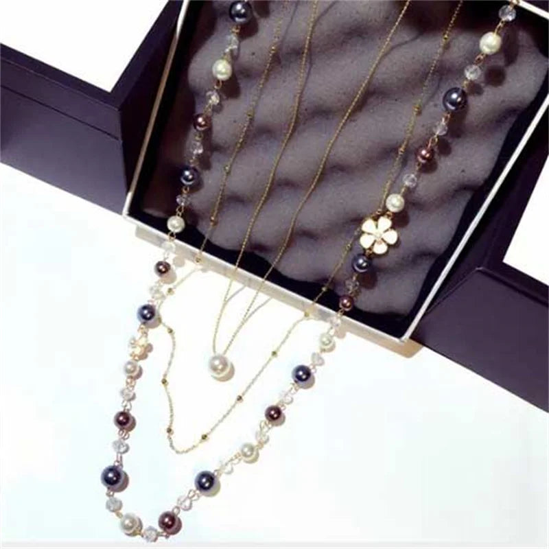 Pearl Necklace Multilayer Pendant Chain Jewelry