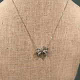 Bowknot Zircon 2-Piece Jewelry Set 925 Silver Necklace Earrings