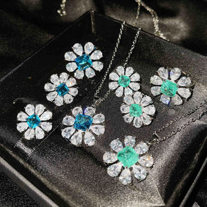Vintage Paraiba Tourmaline 925 Silver Jewelry Set