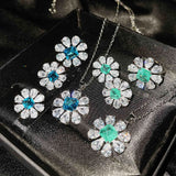 Vintage Paraiba Tourmaline 925 Silver Jewelry Set