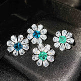 Vintage Paraiba Tourmaline 925 Silver Jewelry Set