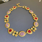 Temperament Flower Portrait Heart Necklace Palace Style