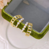 French Double Ring Pearl Earrings Women'S Earrings Jewelry