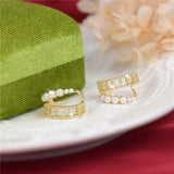 French Double Ring Pearl Earrings Women'S Earrings Jewelry