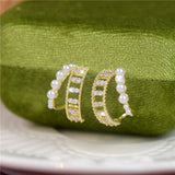 French Double Ring Pearl Earrings Women'S Earrings Jewelry