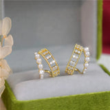 French Double Ring Pearl Earrings Women'S Earrings Jewelry