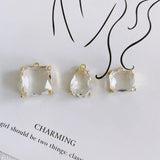 Geometric Square Alloy Earrings Drop-shaped Inlaid Pendant