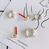Geometric Square Alloy Earrings Drop-shaped Inlaid Pendant