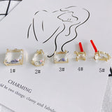 Geometric Square Alloy Earrings Drop-shaped Inlaid Pendant