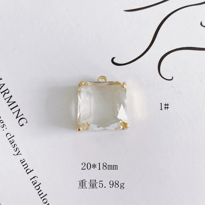 Geometric Square Alloy Earrings Drop-shaped Inlaid Pendant