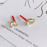 Geometric Square Alloy Earrings Drop-shaped Inlaid Pendant