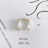 Geometric Square Alloy Earrings Drop-shaped Inlaid Pendant