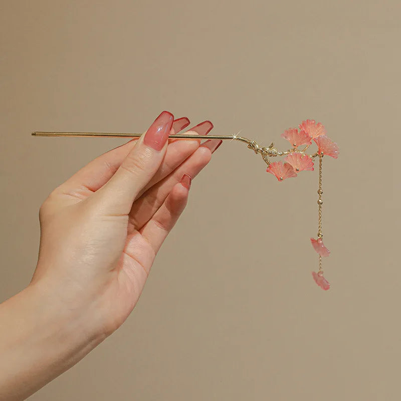 Ginkgo Leaf Tassel Hairpin High Sense Ball Head Pan Hairpin