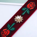 Hand Embroidery Roses Necklace Wedding Jewelry Parure Bijoux Femme AN077
