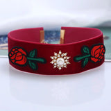 Hand Embroidery Roses Necklace Wedding Jewelry Parure Bijoux Femme AN077