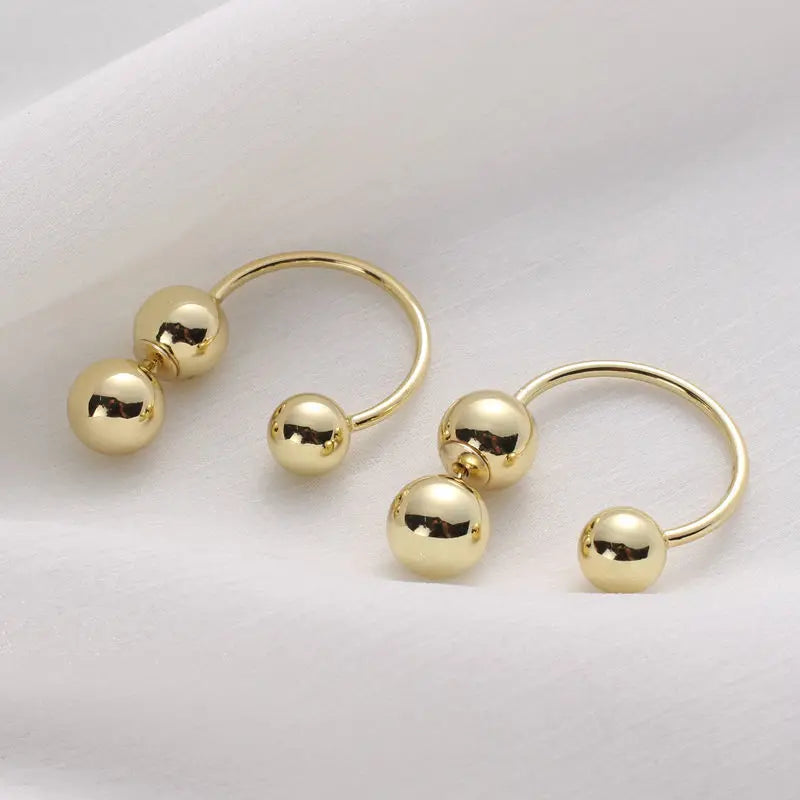 Minimalist Metal Circle Beads Stud Earrings for Women