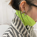 Minimalist Metal Circle Beads Stud Earrings for Women