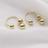 Minimalist Metal Circle Beads Stud Earrings for Women