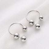 Minimalist Metal Circle Beads Stud Earrings for Women
