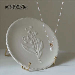 Baroque Pearl Pendant Necklace Stainless Steel 18k Plated Jewelry