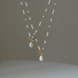 Baroque Pearl Pendant Necklace Stainless Steel 18k Plated Jewelry