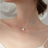 925 Sterling Silver Six-pointed Star Round Pendant Necklace