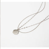 925 Sterling Silver Six-pointed Star Round Pendant Necklace