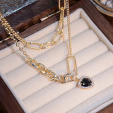 Noble Double Layer Baroque Heart Necklace for Women 14k Real Charm