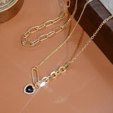 Noble Double Layer Baroque Heart Necklace for Women 14k Real Charm