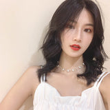 Temperament Pearl Double-deck Short Money Chain Woman Tide Clavicle Chain