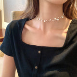 Temperament Pearl Double-deck Short Money Chain Woman Tide Clavicle Chain