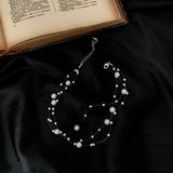 Temperament Pearl Double-deck Short Money Chain Woman Tide Clavicle Chain