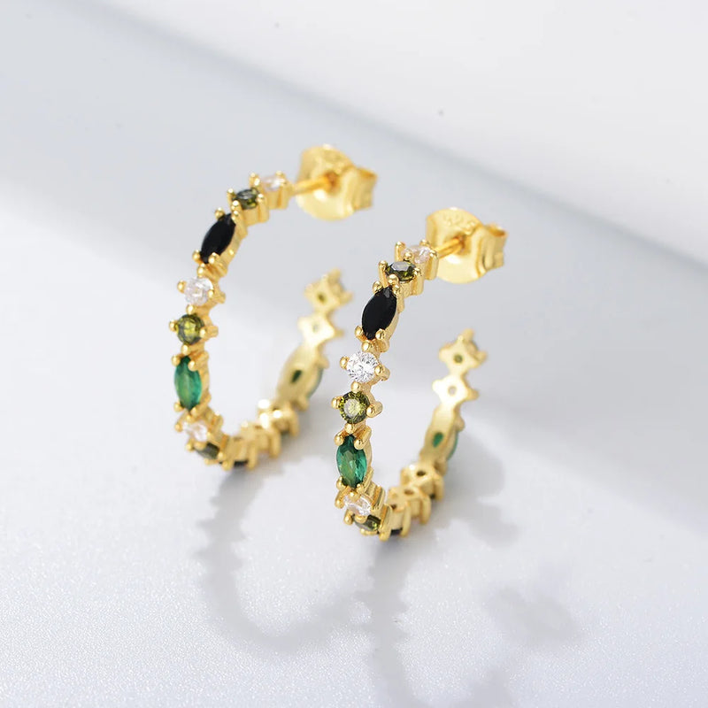 S925 Pure Silver Zircon Circle Earrings for Women