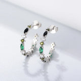 S925 Pure Silver Zircon Circle Earrings for Women