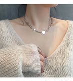925 Silver Love Heart Pendant Thick Chain Necklace for Women