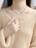 925 Silver Love Heart Pendant Thick Chain Necklace for Women
