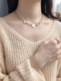 925 Silver Love Heart Pendant Thick Chain Necklace for Women